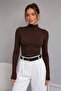 Women's Stand Collar Slim Fit Finger-Loop Ultra Soft Flexible Lycra Cotton Basic Body&Blouse - 6