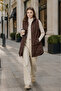 Quilted Vest with Brown Pockets, Lined, Front Zipper