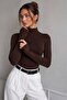 Women's Stand Collar Slim Fit Finger-Loop Ultra Soft Flexible Lycra Cotton Basic Body&Blouse - 2