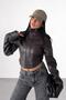 Women's Corset Detailed Light Brown Cropped Leather Jacket - 3