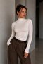 Women's Stand Collar Slim Fit Finger-Loop Ultra Soft Flexible Lycra Cotton Basic Body&Blouse - 6