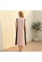 Women's Pink Plaid Round neck Short sleeve Maxi Dress - 3