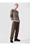Özmarka New Season Beige Crew Neck Patterned Men's Knitwear Sweater - 2