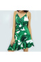 Women's Green Tropical Spaghetti straps Dress - 5