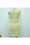Women's Yellow Striped Long sleeve Dress - 4