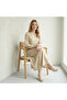 Women's Khaki Round neck Long sleeve Maxi Dress - 2