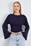 Wide Sleeve Crew Neck Modal Blouse