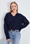 Basic V-Neck Oversize Knitwear Sweater - 4