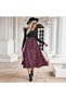 Women's Black Leopard V-neck Long sleeve Midi Dress