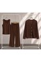 Women's Sequin Detailed Mesh Cardigan Top and Bottom Stylish Three-Piece Set Mta2467 - 5