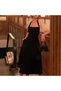 Women's Black Square neck Maxi Dress