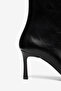 Black Shiny Pointed Toe Thin Heeled Zippered Boots - 5