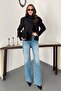 Women's Black Jacket High Collar Double Button Lined Long Sleeve Woven Blazer - 3