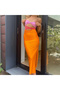 Women's Orange Color block Maxi Dress - 2