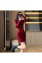 Women's Burgundy Bodycon Mini Dress - 4
