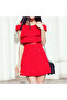 Women's Red A-line Cold shoulder Mini Dress - 3
