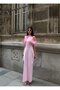 Women's White Maxi Length High Neck Off-The-Shoulder Draped Brooch Detailed Satin Dress - 3