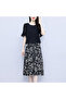 Women's Black Floral Midi Dress - 2