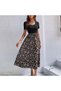 Women's Black Floral Midi Dress - 7