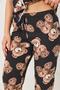 Women's Teddy Bear Printed Pajama Set Black - 4