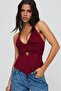 Neckline Lace-Up Double Layered Chest Crop Blouse Wft8048