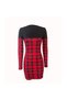 Women's Red Black Plaid Bodycon Dress - 2