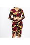 Women's Red Floral Bodycon Long sleeve Dress - 5