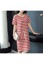 Women's Striped Round neck Short sleeve Mini Dress