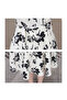Women's Black Floral A-line Dress - 8