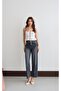 Women's Anthracite Jean Trousers High Waist Belted Balloon Fit 5 Pockets - 3