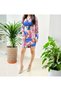 Women's Pink Floral Wrap Long sleeve Dress - 8