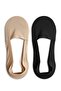 Premium - Laser Cut Combed Cotton Sneaker Ballet Socks Black-Tan 2-Pack - 7