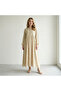 Women's Khaki Round neck Long sleeve Maxi Dress