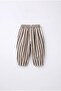 Boy's Cotton Brown Ecru Zigzag Patterned Wide-Leg School Trousers