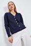 Buttoned V-Neck Openwork Knitwear Cardigan - 3