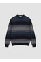 Crew Neck Striped Men's Knit Sweater (W6) - 4