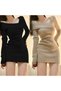 Women's Black Off-shoulder Mini Dress - 6