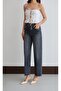 Women's Anthracite Jean Trousers High Waist Belted Balloon Fit 5 Pockets