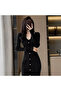 Women's Black Bodycon Midi Dress - 2