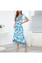 Women's Blue Floral Wrap Maxi Dress