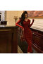 Women's Red Bodycon Long sleeve Maxi Dress - 6