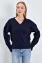 Basic V-Neck Oversize Knitwear Sweater - 3