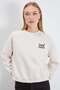 3 Thread Leopard Embroidered Raglan Sleeve Oversize Sweatshirt