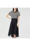 Women's Black Striped Midi Dress