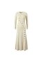Women's Apricot Crew neck Long sleeve Midi Dress - 5
