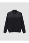 Ozmarka New Season Navy Blue Regular Fit Stand Collar Men's Knitwear Cardigan - 4