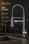 Industrial Kitchen Faucet Professional Spring Spiral Flexible Sink Tap with Dual Water Outlets - 4
