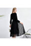 Women's Black Heart Round neck Long sleeve Midi Dress - 2