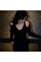 Women's Black Bodycon Midi Dress - 3