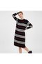 Women's Black Striped Long sleeve Dress - 4